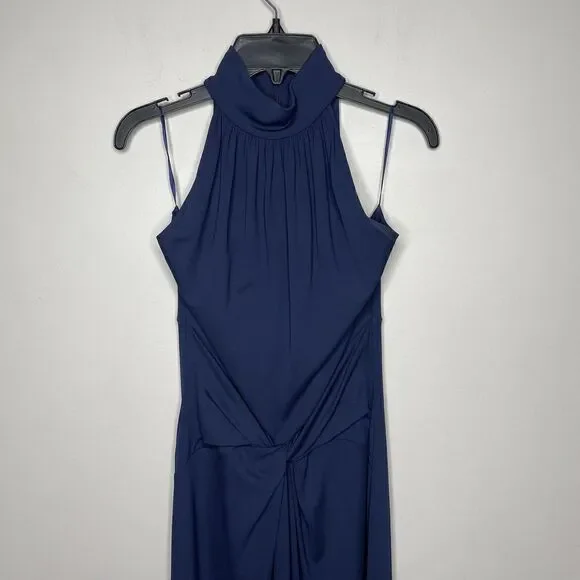 MICHAEL KORS COLLECTION Gown Womens 4 Navy Blue High Neck Sleeveless Dress Italy